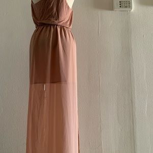 Vestido largo por fuera y corto por dentro de naked  zebra talla M